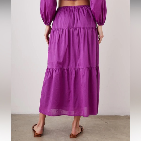 Rails Mary Berry Purple Organic Cotton Poplin Flowy Beachy Tiered Maxi Skirt S - Picture 2 of 11